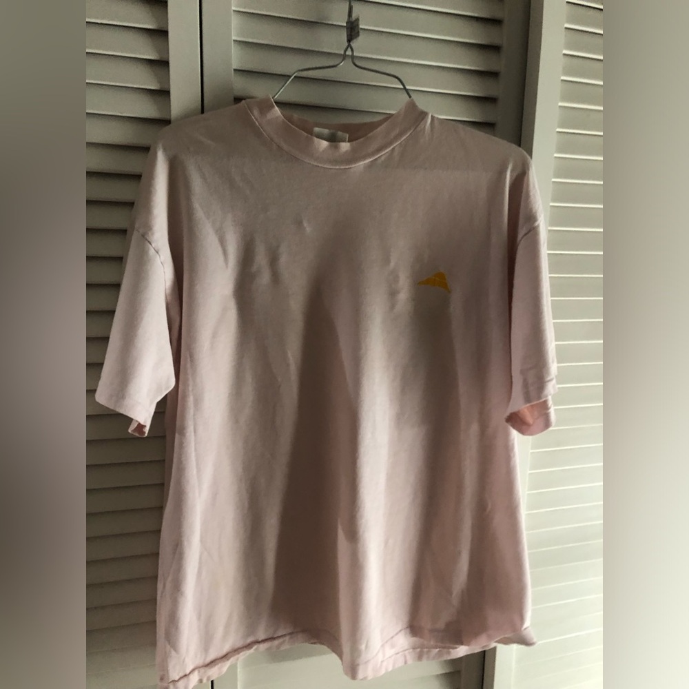 Hanes Light Pink Vintage Short Sleeve Tee with Small Yellow Chest Logo
